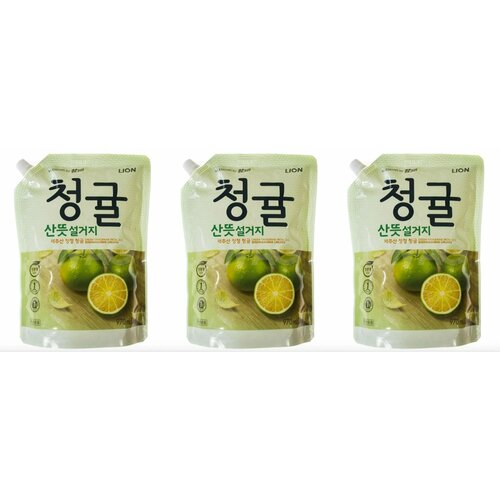 Средство для мытья посуды, овощей и фруктов Lion Unripe Green Tangerine by Chamgreen, 1 л, 3 шт