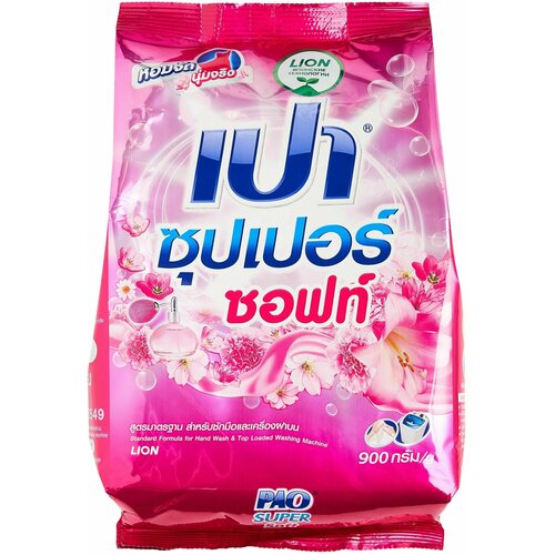 Антибактериальный стиральный порошок LION Pao Super Soft с эффектом кондиционера, 900 г