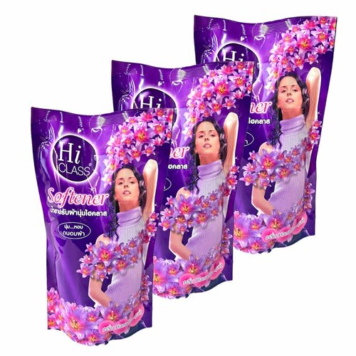 LION Кондиционер для белья 3 шт Hi-Class Hana Bouquet / мягкая упаковка 500 мл / Таиланд