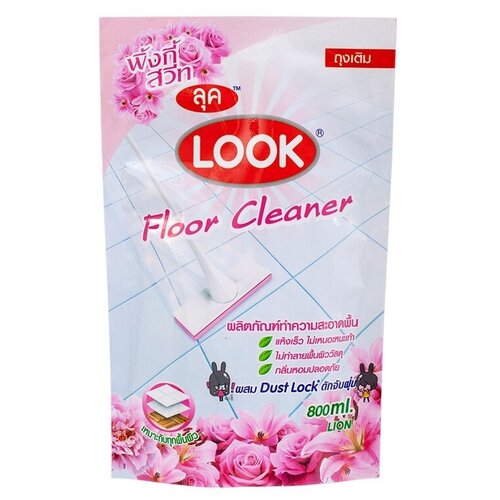 Средство для мытья пола LION Look Пыль на замок роза 0,8л мягкая упаковка