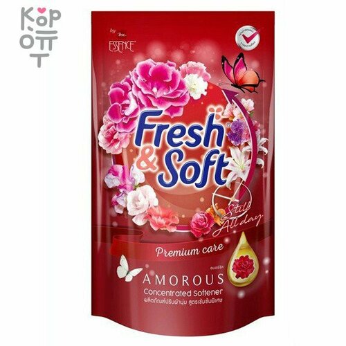 LION Essence Fresh & Soft - Кондиционер для белья 500мл, мягкая упаковка (Amorous(Влюбчивый))