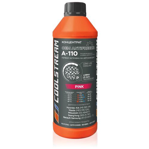 Антифриз Coolstream A-110 Mobis Pink Концентрат (Розовый) Хенде/Хендай/Hyundai/Киа/Кия/Kia 1,7кг Coolstream арт. CS010514CPN