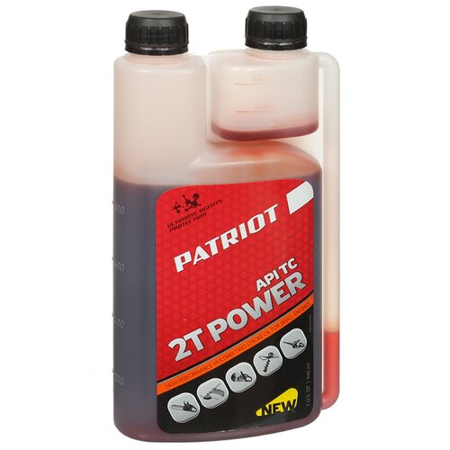 Масло машинное минеральное, для двухтактного двигателя, Patriot, Power Active 2T, 0.946 л, с дозатором, 850030568