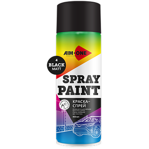 Аэрозольная краска спрей баллончик для авто дерево пластик черный глянец